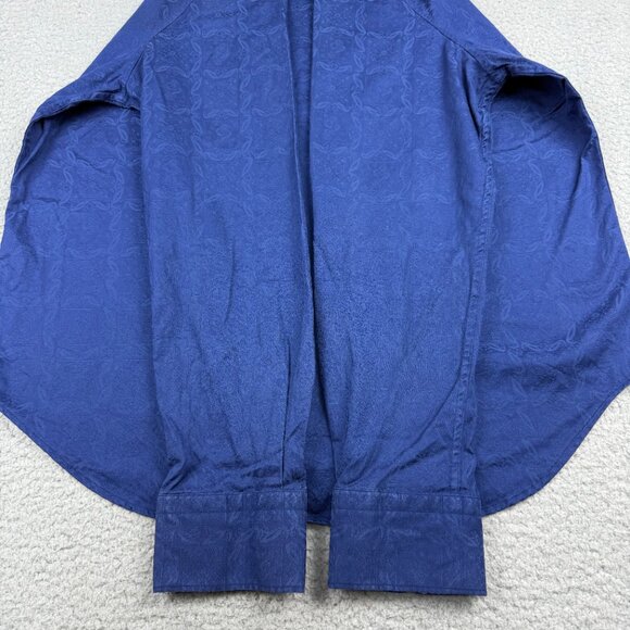 Robert Graham Shirt Mens 2XL XXL Navy Blue Geometric Flip Cuff Dress Button Up 1 - Picture 8 of 11